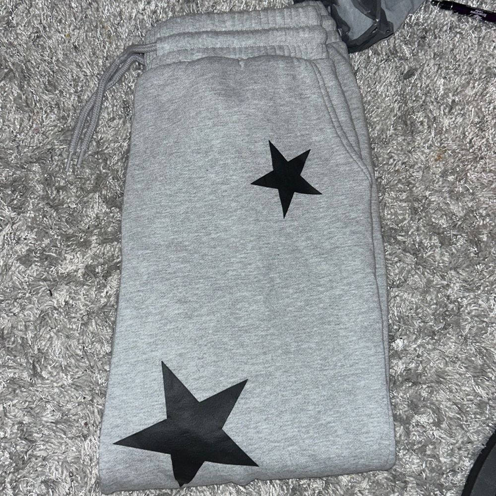 Zenana Star Gray Fleece Sweatpants